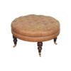 Buffalo - Leather Round Ottoman With Castor Legs - Brown - Image 3