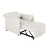Convertible Pull Out Sofa Bed, 3 In 1 Convertible Sleeper Chair Adjustable Backrest With Thicked Cushions, Multi Functional Linen Armchair For Living Room, Bedroom, Apartment, Office - White - Image 10