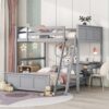 Full Over Full Bunk Bed With Desk - Gray - Image 12