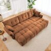 Elegant Textured 3 Seater Sofa Set With 3 Ottomans And Pillows Frame - Burnt Orange - Image 12