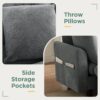 Modern L Shaped Sectional Sofa With Storage, Movable Ottoman, And Throw Pillows - Gray - Image 8