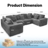 Modular U Shaped Sectional Sofa, 6 Seater Chaise Lounge With Reversible Design, Customizable Living Room - Dark Gray - Image 3