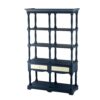 4 Tiered Wooden Shelf With Two Drawers, Farmhouse Wood Bookcase Display Storage Shelf Etageres - Antique Navy Blue - Image 2
