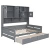Full Size Daybed With 2 Drawers And All In One Cabinet And Shelf - Gray - Image 6