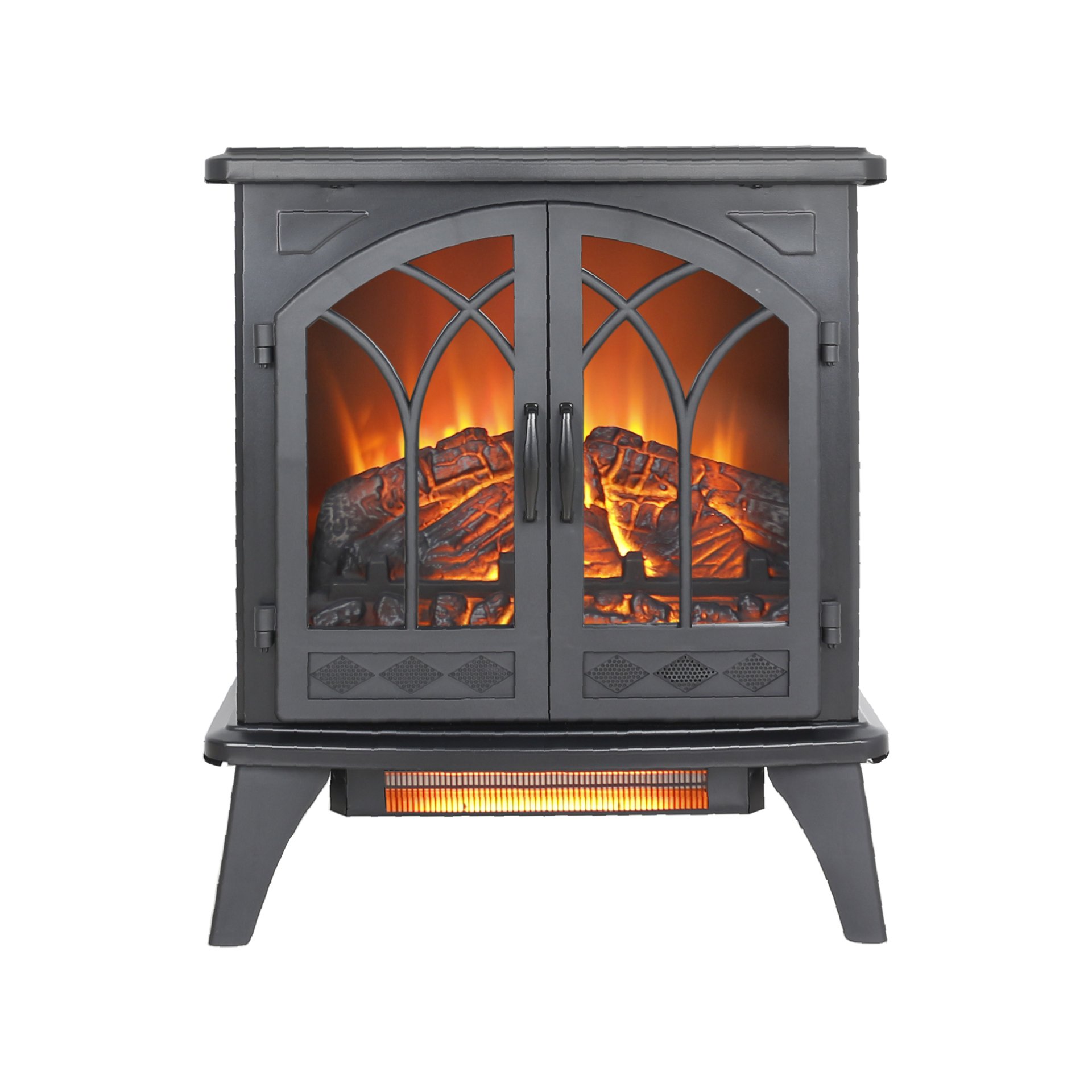 24" 3D Flame Electric Infrared Quartz Fireplace Stove With Remote Control - Antique Black - Image 9