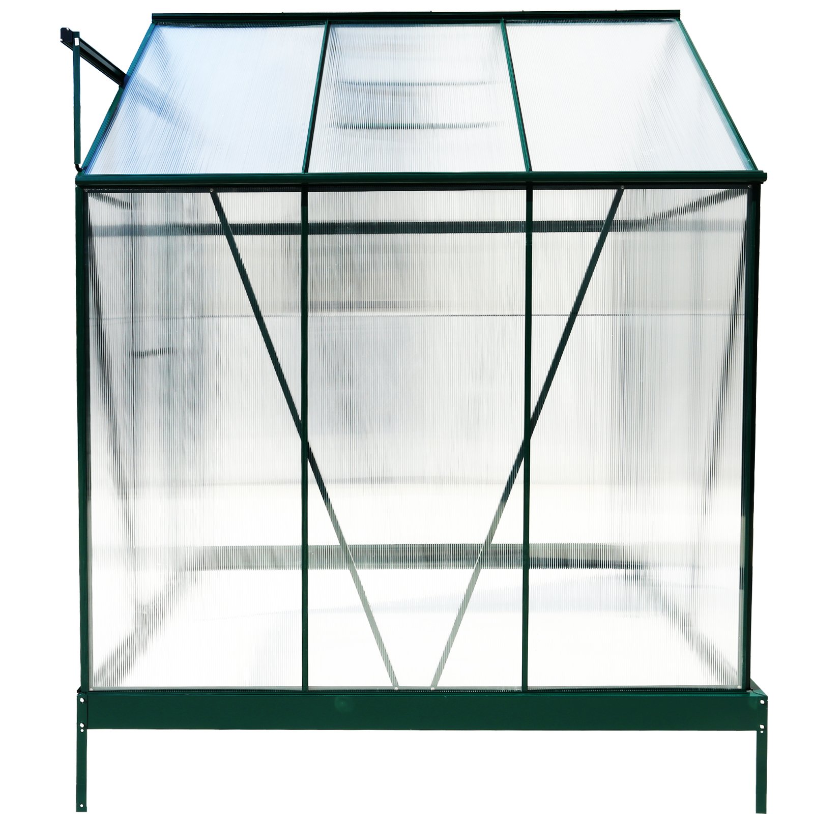 6.3'x6.2'x7' Polycarbonate Greenhouse, Heavy Duty Outdoor Aluminum Walk-In Green House Kit With Rain Gutter, Vent And Door For Backyard Garden - Green - Image 16