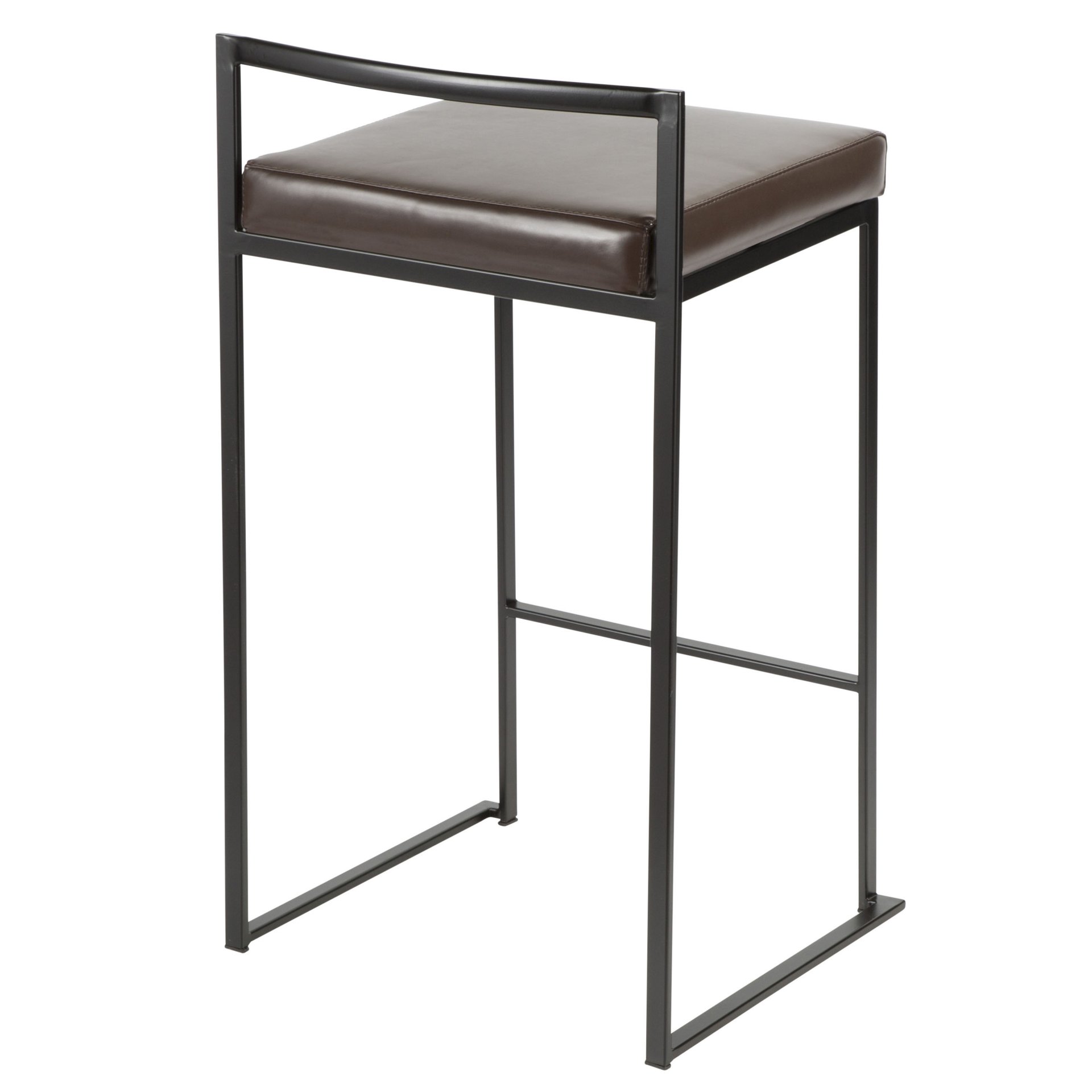 Fuji - Contemporary Stackable Counter Stool (Set of 2) - Black / Brown - Image 4