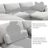 Modular Sectional With Storage Pockets, 5 Seat U Shaped Couch Set With Pillows, Free Combination Modern Cloud Sofa With 2 Movable Ottoman - Medium Gray - Image 18
