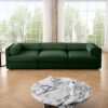 Elegant Chenille Sofa With Storage Seat And Cylindrical Backrest Contemporary 3 Seater Couch - Green - Image 11