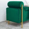 Elegant Upholstered Velvet Storage Bench With Cylindrical Arms And Iron Legs - Green - Image 11
