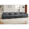 Super Comfort Oversized Modular Velvet Sectional Sofa Couch With Movable Ottoman - Gray - Image 2
