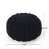 Bordeaux - Knitted Cotton Round Pouf Ottoman And Floor Cushion - Dark Blue - Image 3