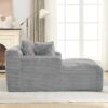 Modern Full Compressed Chaise Lounge Sofa Bed With Removable Pillows, Upholstered - Gray - Image 10