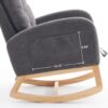 Accent Rocking Chair With Footrest High Back Rubber Wood Rocking Legs Bedroom Living Space - Gray - Image 17