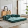 Convertible Floor Sofa Bed With Fixed Shape Frame, Loveseats Boneless Modular Sectional, For Living Room - Dark Green - Image 15