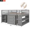 Full Loft Low Study Bed With Cabinet, Shelves And Rolling Portable Desk, Multiple Functions- Gray - Image 15