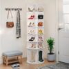 7 Tier Rotating Shoe Rack With High Base Design, Freestanding 360° Organizer For 28 Pairs - White - Image 2