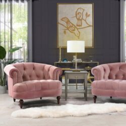 La Rosa - Victorian Tufted Upholstered Accent Chair - Ash Rose Pink