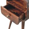 Mini Curved Bedside Table With Open Slot - Walnut - Image 2
