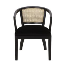 Elegant Dining Chair (Set of 2) With Cane Web Backrests And Velvet Upholstery - Black