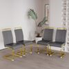 Dining Chairs (Set of 4), Side & Kitchen Chairs With Gold Frame, Padded Seat High Back, For Dining, Kitchen & Living Room - Dark Gray - Image 6