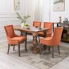 Ultra Side Dining Chair,Thickened Fabric Chairs With Neutrally Toned Solid Wood Legs, Bronze Nail Head (Set of 2) - Orange - Image 13