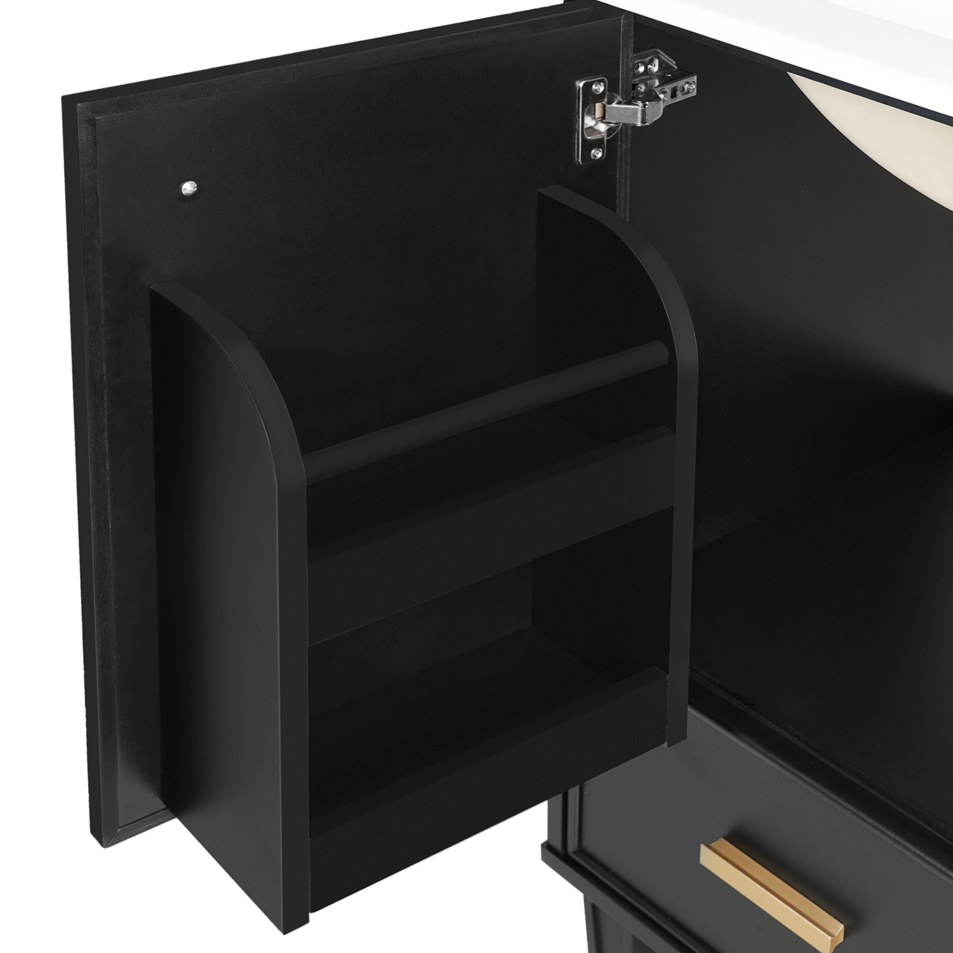 Modern Solid Wood And 24" Bathroom Vanity With Sink, Deep Drawer, Door Shelf, 2 Tier Basket - Black - Image 20