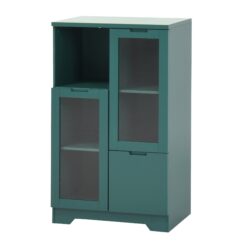 Modern Painted Cabinet With Glass Doors And Drawer - Green
