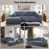 4 Piece Modular L Shaped Sectional Sofa With Spacious Chaise Lounge Corduroy Upholstery - Gray - Image 9