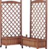 Raised Garden Bed With Trellis 2 Pack, Outdoor Planter Box & Plant Stand With Climbing Racks - Brown - Image 16