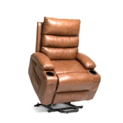 Electric Power Lift Recliner Chair Sofa, Vibration Massage, And Cup Holders - Brown