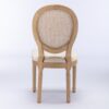 French Style Solid Wood Frame Antique Painting Linen Fabric Rattan Back Dining Chair (Set of 2) - Cream / Beige - Image 6