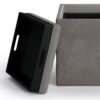 Rockwood - Cube Storage Ottoman With Tray - Distressed Slate Gray - Image 3