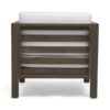 Outdoor Club Chair, Acacia Wood Patio Chair With Fabric Cushion For Backyard, Garden Or Porch - Gray / White - Image 8