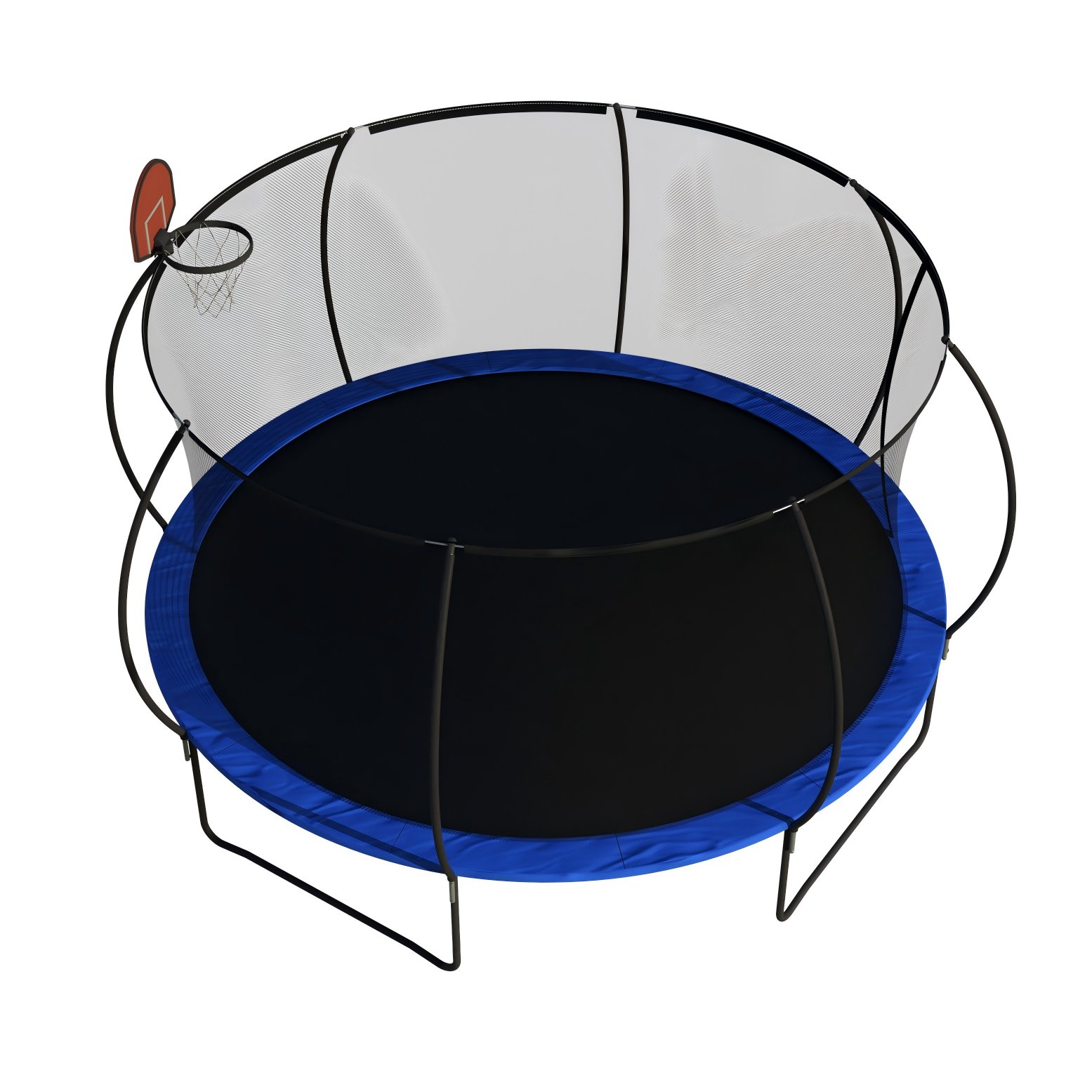 Pumpkin 14 Ft Outdoor Trampoline With Basketball Hoop Enclosure Net Ladder And Metal - Black / Blue - Image 6