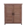 Potting - Bench With Storage Cabinet And Metal Table Top For Outdoor Patio, Garden Furniture Workstation Coffee - Brown - Image 17