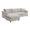 Modern Sectional Sofa With Throw Pillows, Cloud L Shaped Couch Set With Wide 4 Seat Comfy Couch Set With Movable Ottoman - Beige - Image 3