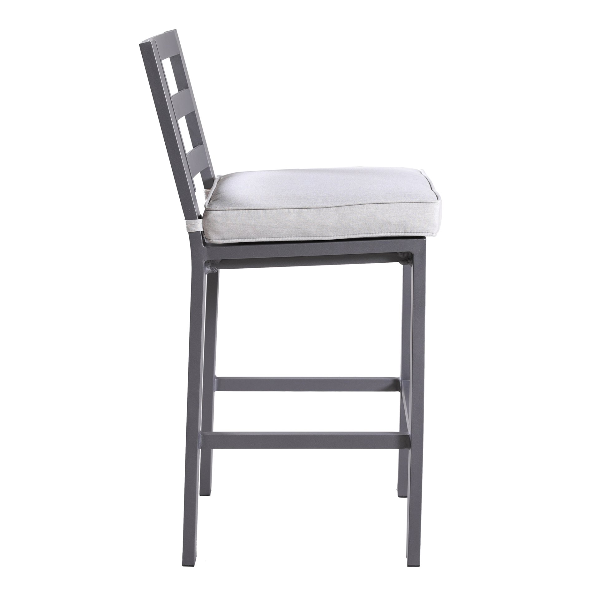 Outdoor Armless Aluminum Barstools With Cushion (Set of 2) - Pewter - Image 2