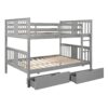 Full Over Full Bunk Bed With Drawers And Ladder For Bedroom - Gray - Image 4