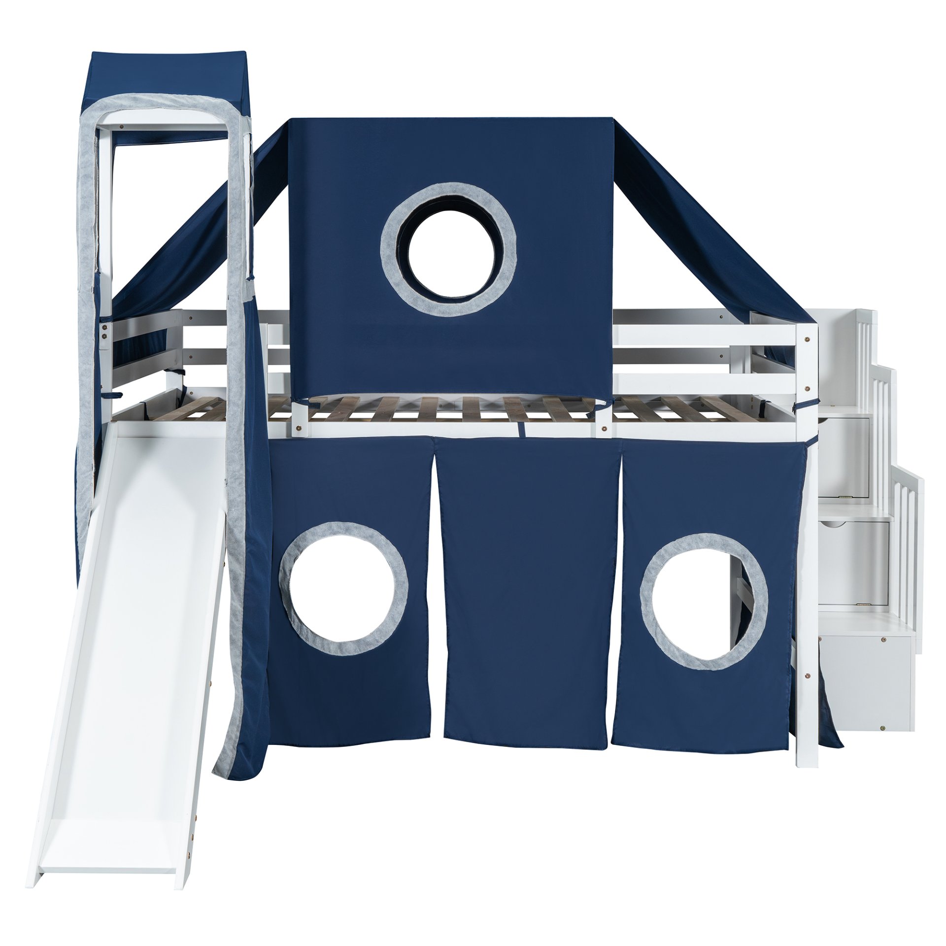 Full Size Loft Bed With Tent And Tower - Blue - Image 7