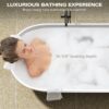 59" Freestanding Solid Surface Bathtub, Luxury Man-Made Stone Resin Freestanding Soaking Bathtub With Overflow And Pop-Up Drain For Contemporary Bathroom 22S03-59Gw - Glossy White - Image 6
