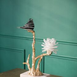 Candle Holder With Marble Stand - Multicolor