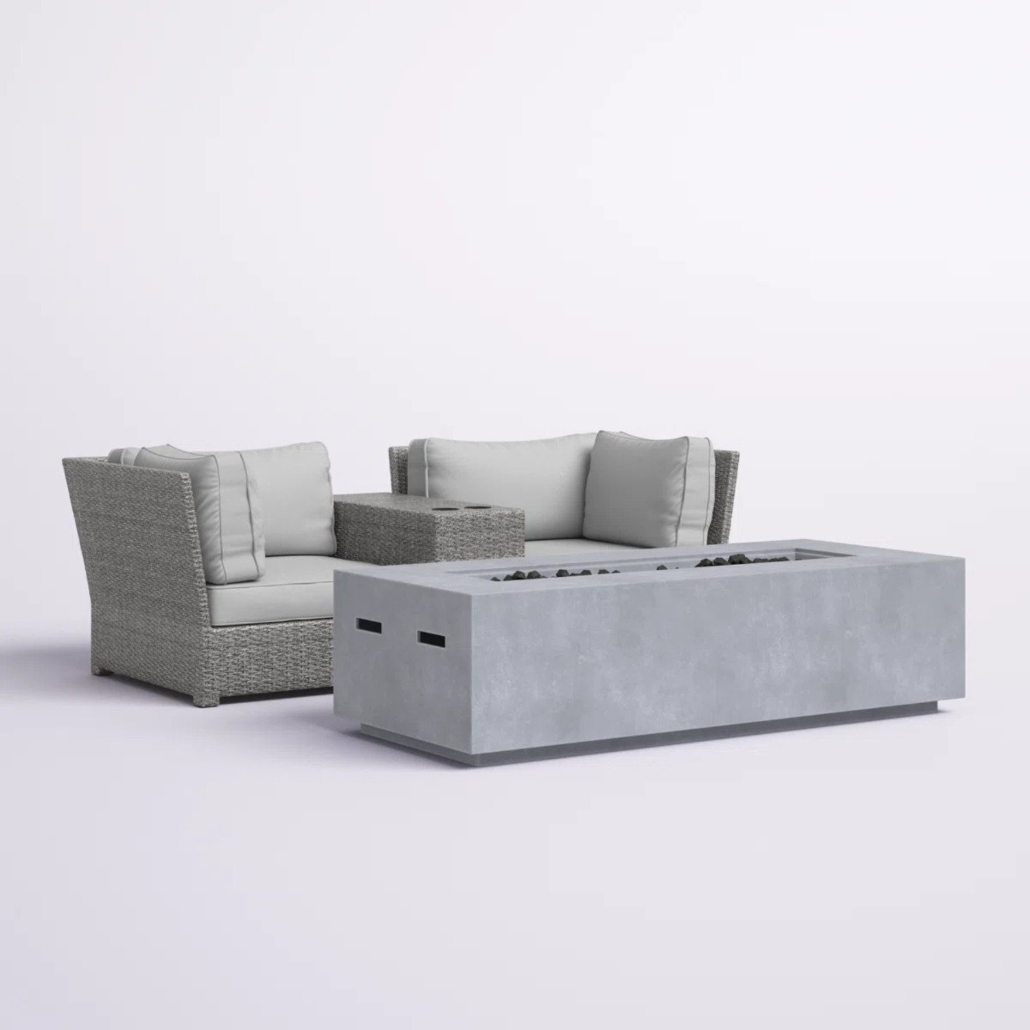 Outdoor Seating Set For 2 With Cushions - Gray Mix - Image 5
