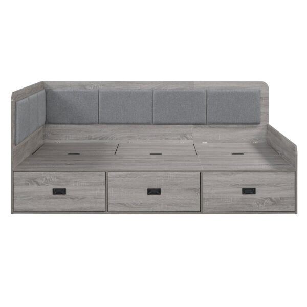 Full Size Daybed With 3 Drawers And 3 Storage Compartments - Gray