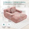 Chenille Interior Lazy Sofa Chaise Lounge Armchair With Pillows And Armrests - Pink - Image 3