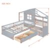 Twin Size House Bed With Sofa, Kids Platform Bed With 2 Drawers And Storage Shelf - Gray - Image 7