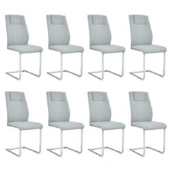 Modern Dining Chairs With Padded Seat And Metal Legs Design (Set of 8) - Light Gray