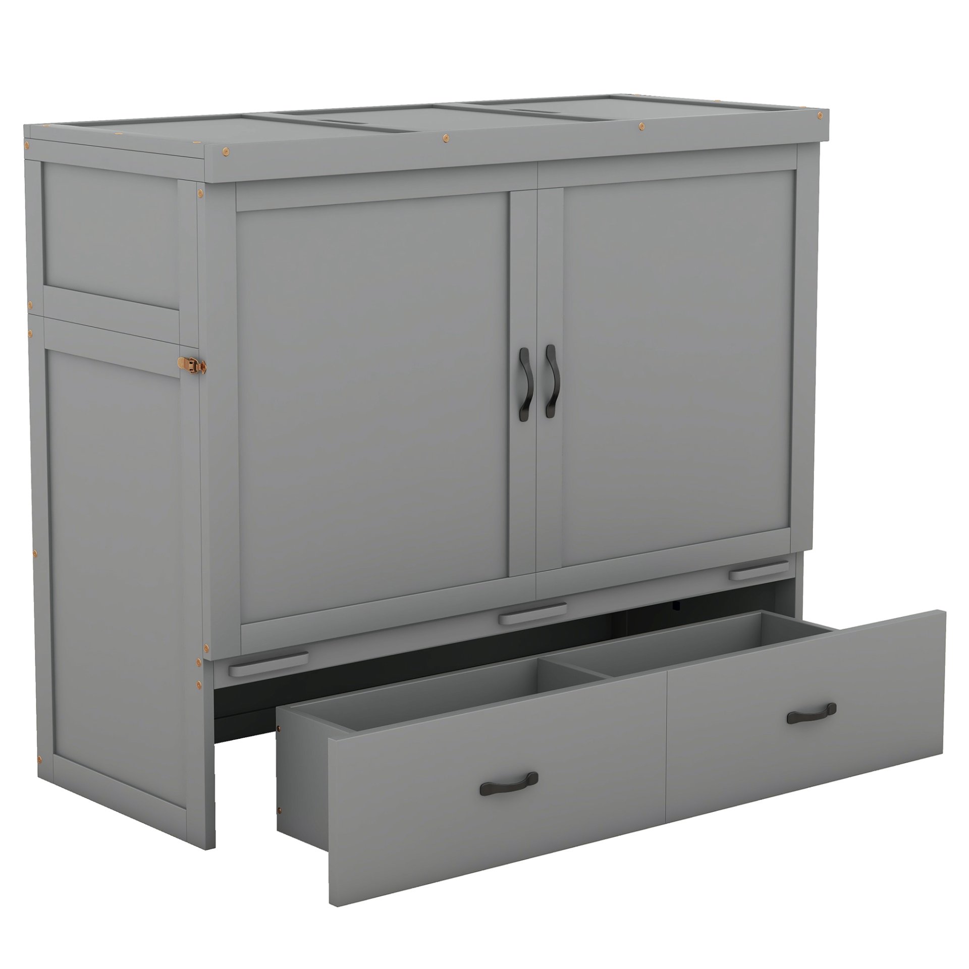Full Size Murphy Bed With USB Port And A Large Drawer - Gray - Image 8
