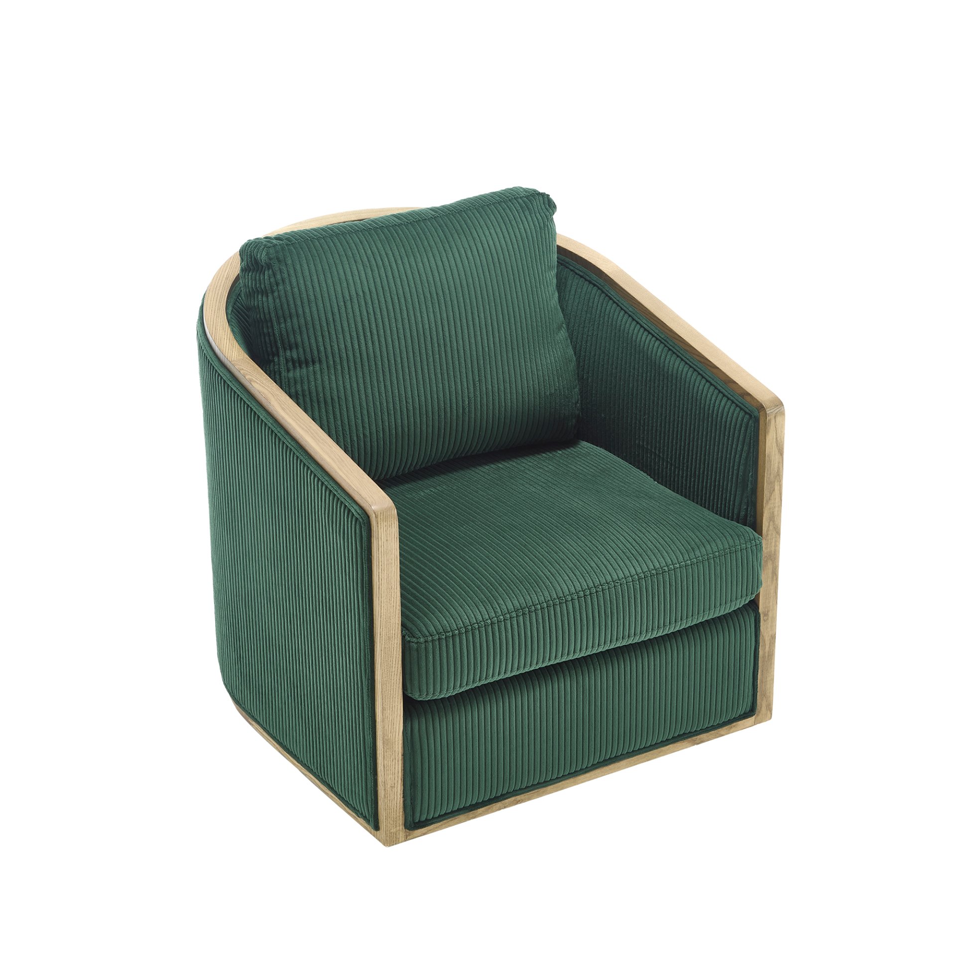 Corduroy Swivel Barrel Chair, Comfortable Accent Sofa Chair With 360 Degree Swivel For Living Room - Emerald - Image 16