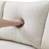4 Seater Modern Linen Sofa With Armrest Pockets And 4 Pillows, Minimalist Style Couch - Beige - Image 15